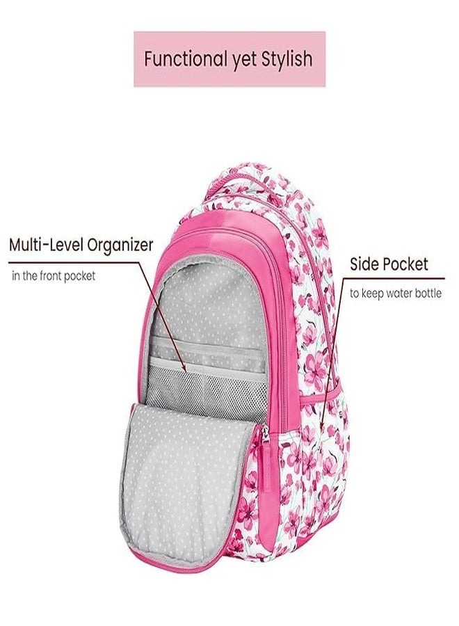 QBLYN Camellia 27 litres Pink School Backpack School Bag School Backpack College Backpack Travel Backpack Office Backpack Multipurpose Backpack Picnic Bag for Boys & Girls - Image 3